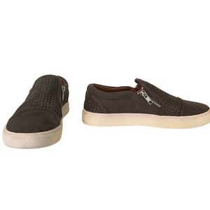 Report alexa  Womens 6.5 Gray Perforated Slip On Platform Sneakers Side Zip